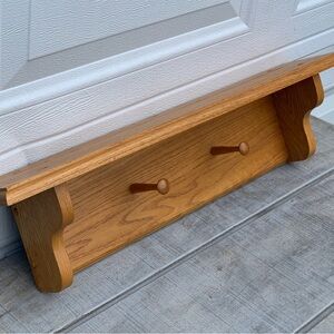 Vintage Shaker Solid Oak wooden Peg Shelf Wall-Mounted Coat Rack Hat Display 28”